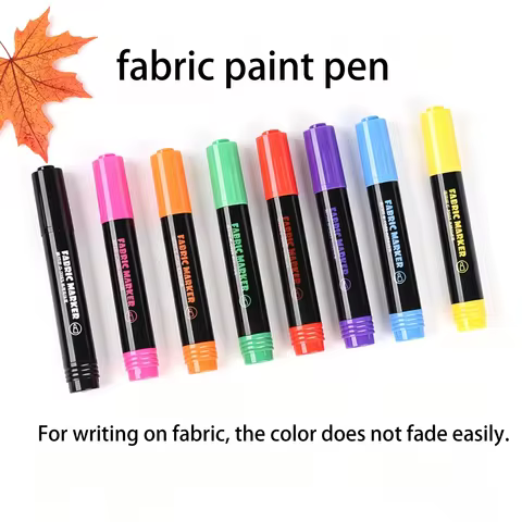 8-Color Fabric Paint Pens&Dual Tip Fabric Marker (0.5/1.0mm, Black) , Washable, Fade-Resistant, Quic