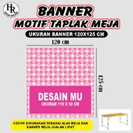 Custom Banner Tablecloth size 120x125cm for table size 120x60cm