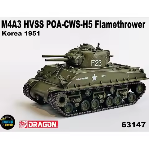 Dragon 1/72 Scale Tank M4A3 HVSS POA-CWS-H5 Flamethrower Korea 63147 Tank Model Soldier Army Militar