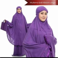 mukena bali polos pita ribbon - ribbon coklat