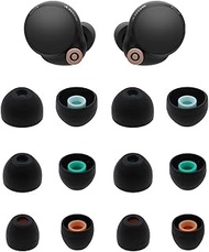 Rqker Ear Tips Compatible with Sony WF-1000XM4 WF-C500 WF-1000XM3 WF-SP700 WF-XB700, 6 Pairs S/M/L Sizes Soft Silicone Ear Tips Earbud Tips Eartips Compatible with Sony Earbuds, 12 Black sml