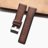 12/5✈Soft thickened vintage polished leather watch strap suitable for Diesel FOSSIL brown 26mm