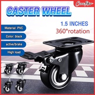 C.M. PVC Wheel Swivel Caster Wheel 1.5" Brake Wheel Trolley Silent Wheels