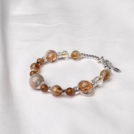 黃水晶 黃碧璽 黃阿賽 深海珊瑚 / 聚財招財 / 天然水晶手鍊 禮物