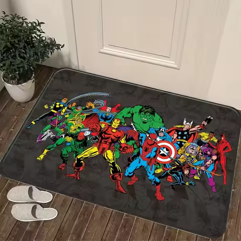Marvel Has Authorized 1pc Cartoon Printed Floor Mat, Featuring a Hero Group Portrait Pattern Compose