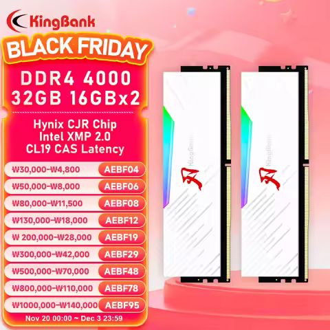KingBank Memory DDR4 RAM PC 16GBX2 / 16G 4000MHz RGB RAM highPerformance for Desktop Hynix Chip CL19