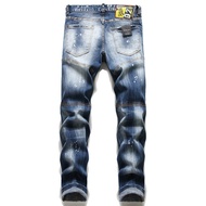 Dsquared2 Jenama Mens Denim Seluar Lelaki Trend Trend Ripped Patch Slim Keanjalan D2 Cetak Jeans Jal