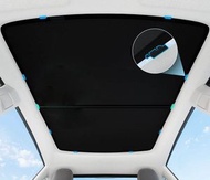 升級 Tesla Model Y 遮陽屋頂（黑色）專業防曬改裝配件 有效阻擋紫外線 保護車內涼爽 提升駕駛舒適體驗 隔熱玻璃屋頂遮陽簾 適用於 Tesla Model Y 2024年之前的配件