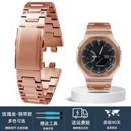สายนาฬิกาหนังแท้ดัดแปลงเหมาะสำหรับ Casio Watch GM-B2100โลหะแปดเหลี่ยม G-SHOCK