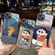 Cute cartoon anime Shin Baby Glass Case for iPhone 17 16 15 14 13 12 11 8 7 6 6s 6p 7p 8p 6g 7g 8g P