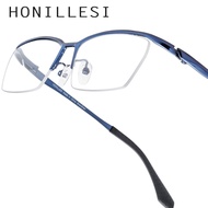 HONILLESI Titanium Glasses Men Brand Design Semi-Rimless Ultralight Eyeglasses Frame New High-end Qu