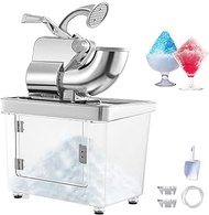 Commercial Ice Shaver Crusher 350W Electric Snow Cone Machine with Dual Blades 300kg/H Smoothie Blender, 1450rpm Rotate Speed, Stainless Steel Cool Colder for Restaurants, Canteens, Bars
