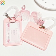 High Beauty Flash Pink Love Cloud Gradual Change Guka Keychain Bus Card Student ID Card Case