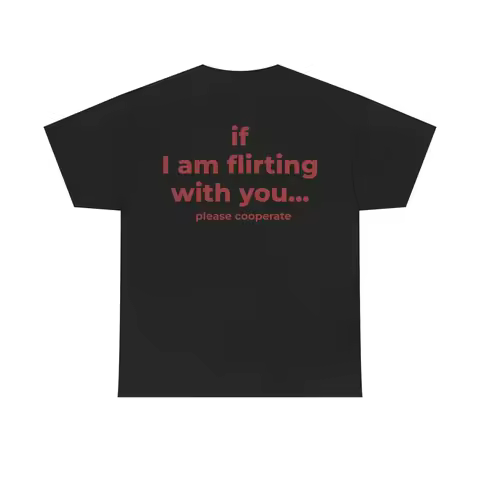 If I Am Flirting with You Please Cooperate Letter Printed Funny Trendy Creativity T-Shirt Women's Sh