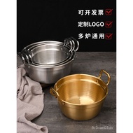 304Stainless Steel Instant Noodle Pot with Lid Korean-Style Noodle Pot Golden Small Soup Pot for Gas Induction Cooker