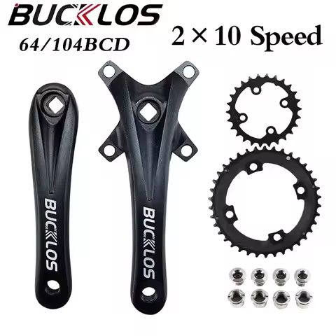 BUCKLOS 2*10S Mtb Crankset 104/64 BCD Bicycle Crankset Square Hole 170mm Bike Crank 26T 38T Chainrin