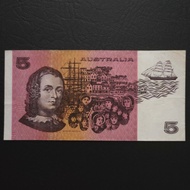 Uang Lama Kertas 5 Dollar Australia 1976 Langka