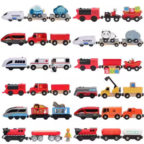 kids Battery Operated Action Locomotive Train Magnetic Connection Powerful Train Set Fit for Brio Wo
