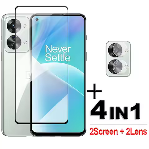 4in1 For OnePlus Nord 2T Glass 2.5D Full Cover Screen Protector OnePlus Nord 2T 5G Tempered Glass No