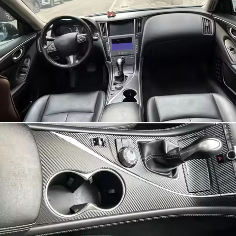 For Infiniti Q50 Q60 2014-2018 Interior Central Control Panel Door Handle 5D Carbon Fiber Stickers D