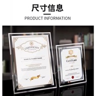 Honor Certificate Crystal Photo Frame A4/A5 Transparent Glass Customized UZXI I7AA