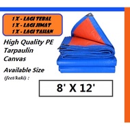 Blue Orange Waterproof Canvas Tarpaulin (1x Satu Kali Ganda Lagi Tebal Daripada Biasa) Size: 8' x 12