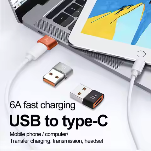 Black/Silver/orange 6A Type-C Female to USB3.0 A Adapter - Fast Charging & Data Transmission