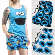 COOKIE MONSTER TASLAN SHORTS (Sesame Street) Unisex - 2 Side Pockets - Good Quality Taslan Shorts Bo