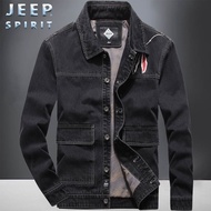Jaket Jeep Jeep Denim Jaket Fesyen Kasual Lelaki Longgar Saiz Besar Bersulam Gaya Korea Bergaya