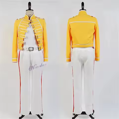 M6 N82 Queen Lead Vocals Freddie Mercury Cosplay Costume DJ Singer Ballroom Dance Stage Yellow Jacke