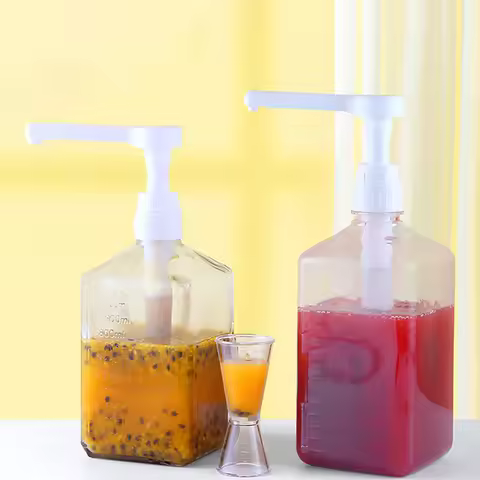 1PC 1600ml Liquid Dispenser with Scale Coffee Syrup Bee Drip Bottle with Hydraulic Pump Nozzle Head 