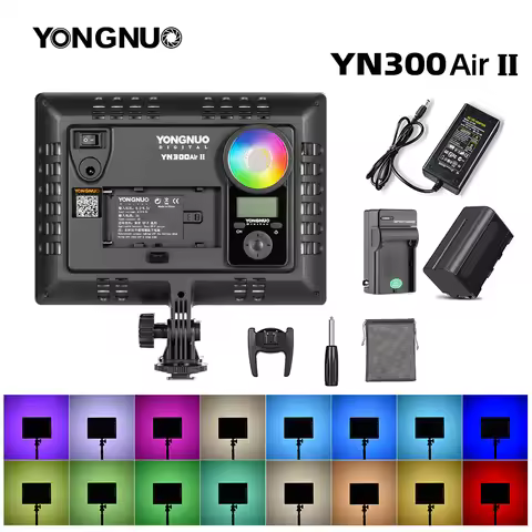 YONGNUO YN300AIR II RGB LED Camera Video Light,Optional Battery with Charger Kit Photography Light +