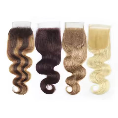 4*4 Lace Closures Body Wave Transparent Swiss Lace 14 Inch Pre-plucked Remy Human Hair 4x4 Top Closu