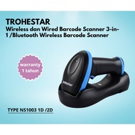 TROHESTAR Wireless and Wired Barcode Scanner 3-in-1 /Bluetooth Wireless Barcode Scanner NS1003 1D/2D
