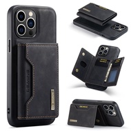 DG.MING M2 Series 3-Fold Card Bag Wallet Leather Phone Case For iPhone 15 Pro/iPhone 15 Plus/iPhone 