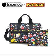 日本 Lesportsac X PAC-MAN 食鬼 黑色帆布 SMALL WEEKENDER  斜咩袋
