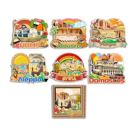 Damascus Aleppo Palmyra Bousra Homs Syria Fridge Magnet Travel Souvenir Gift Handmade Decorative Ref