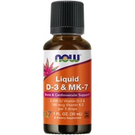 NOW Supplements, Liquid D-3 & MK-7 with 2,500 IU Vitamin D-3 & 100 mcg Vitamin K-2 per 5 drops, 1-Ou