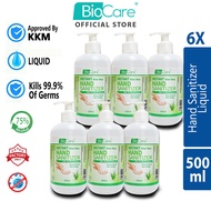 [Ready Stock] 6 x 500ml Biocare Instant Hand Sanitizer / Sanitiser Liquid with Aloe Vera (75% Alcohol)
