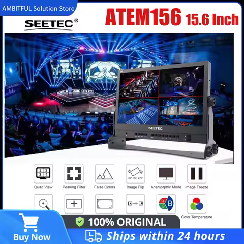 SEETEC ATEM156 15.6 Inch Live Streaming Broadcast Director Monitor with 4 HDMI Input Output Quad Spl