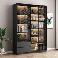 Floor-standing Figure Simple Constant Bookcase Solid Wood Modern With Light Luxury Glass Door Booksh