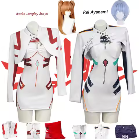 Anime White Plug‑suit Cosplay Costume Asuka & Rei Full Set With Wig Halloween Outfit