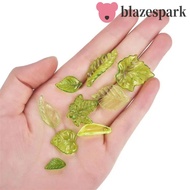 BLAZESPARK 30pcs Green Transparent Leaf Shape Beads, Leaf Shape Acrylic Beads Green Acrylic Leaf Bea