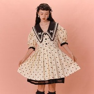 法式方領碎花洋裝女新款設計感a字約會裙