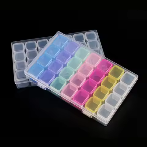 28 Grid Nail Accessories Storage Box Transparent Plastic Small Item Sorting Portable Sequin Classifi