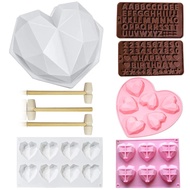 Silicone Diamond Love Baking Mold Set Letter Number Molds 1/6/8 Cavity Heart Mousse Pastry Cake Choc