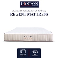 LONDON MATTRESS | Regent Mattress 10 Inch 100% Natural Latex + Pocket Spring Medium Mattress (King / Queen) (Tilam Kelamin)