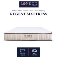 LONDON MATTRESS | Regent Mattress 10 Inch 100% Natural Latex + Pocket Spring Medium Mattress (King /