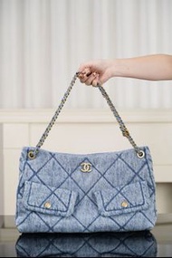 Chanel 25k hobo shopping bag 淺藍牛仔購物袋
