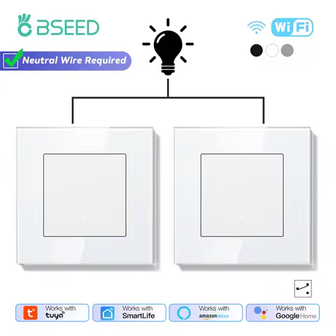 BSEED 1/2/3Gang Wifi Smart Wall Switches 2Way Tuya Smart Life Alexa Control For Stairs Corridor Mech
